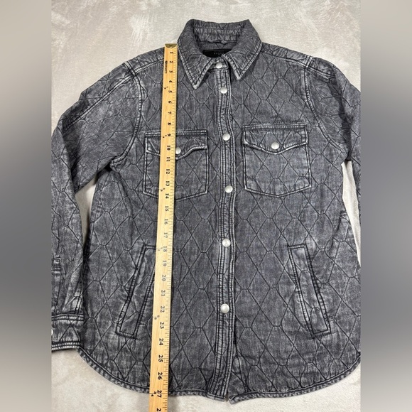 NWOT Blank NYC Quilted Acid Wash Faded Black Button Front Chore Coat Jacket M - Picture 6 of 14